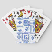 Monogram Modern Blauw Wit Abstract Patroon Pokerkaarten (Achterkant)