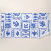 Monogram Modern Blauw Wit Abstract Patroon Strandlaken (Voorkant)