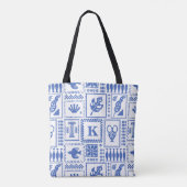 Monogram Modern Blauw Wit Abstract Patroon Tote Bag (Achterkant)