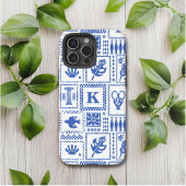 Monogram Modern Blauw Witte Abstracte Patroon Case-Mate iPhone Case