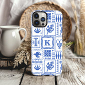 Monogram Modern Blauw Witte Abstracte Patroon Case-Mate iPhone Case