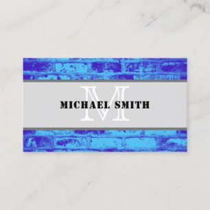 Monogram Modern  Blauwe Achtergrond Visitekaartje