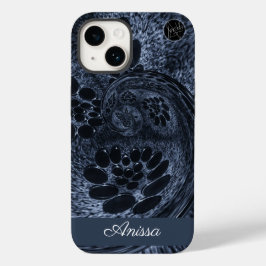 Monogram Modern Blauwe Denim Swirl Plus Pro Max) Case-Mate iPhone 14 Hoesje