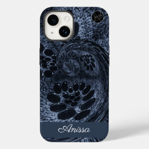 Monogram Modern Blauwe Denim Swirl Plus Pro Max) Case-Mate iPhone 14 Hoesje