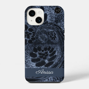 Monogram Modern Blauwe Denim Swirl Plus Pro Max) iPhone 14 Hoesje