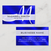 Monogram Modern Blue Abstract Achtergrond Visitekaartje (Voorkant / Achterkant)