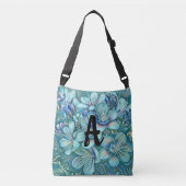 Monogram Modern Blue Cherry Blossom Waterverf Crossbody Tas (Voorkant)