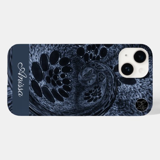 Monogram Modern Blue Denim Swirl Plus Pro Max Case-Mate iPhone Case (Achterkant (horizontaal))
