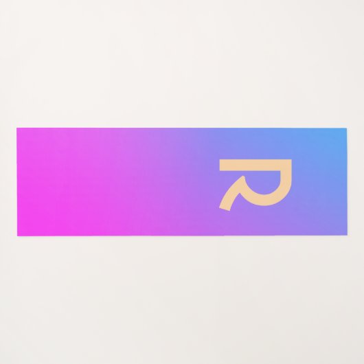 Monogram Modern Blue Hot Pink Gradiënt Yogamat (Achterkant (horizontaal))