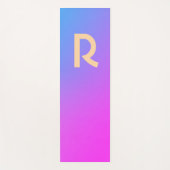 Monogram Modern Blue Hot Pink Gradiënt Yogamat (Voorkant)