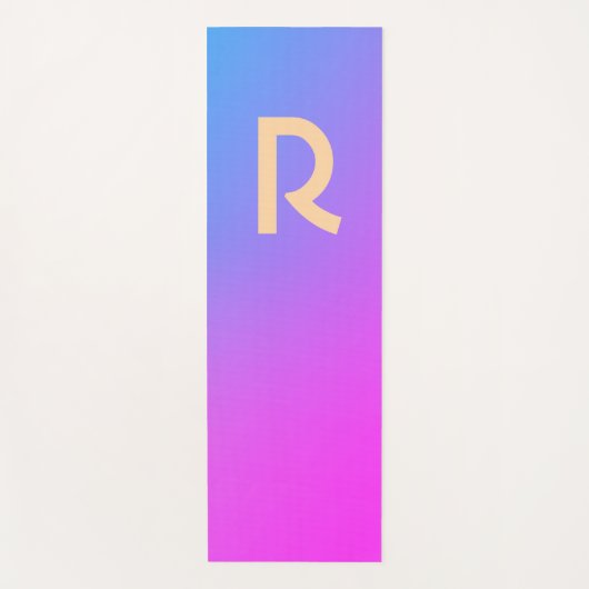 Monogram Modern Blue Hot Pink Gradiënt Yogamat (Voorkant)