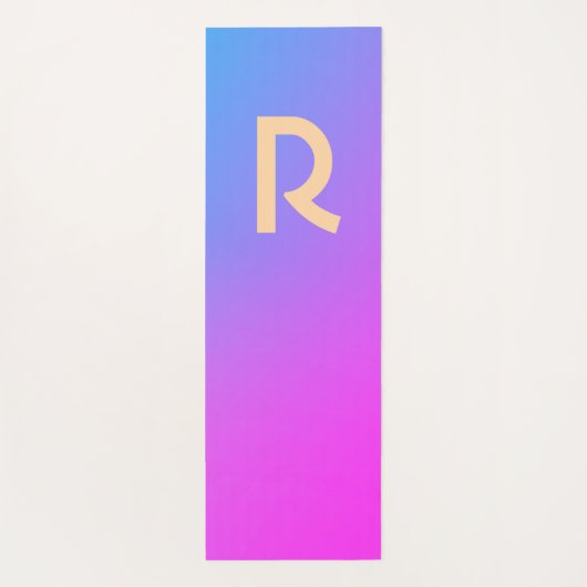 Monogram Modern Blue Hot Pink Gradiënt Yogamat (Achterkant)