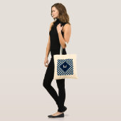 Monogram Modern Blue White Stippen Tote Bag (Voorkant (model))
