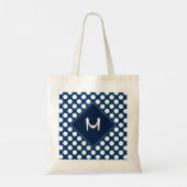 Monogram Modern Blue White Stippen Tote Bag (Achterkant)