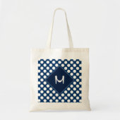 Monogram Modern Blue White Stippen Tote Bag (Voorkant)