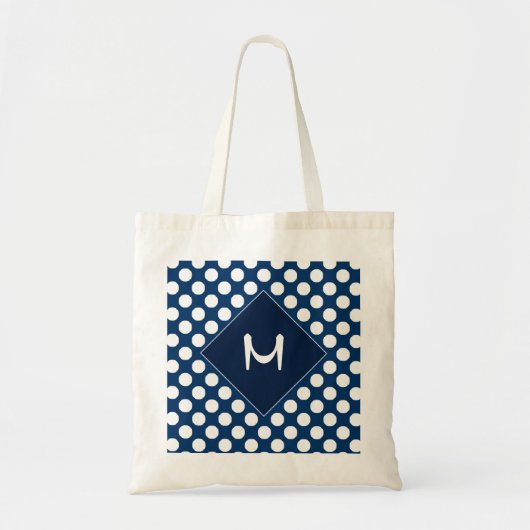 Monogram Modern Blue White Stippen Tote Bag (Voorkant)