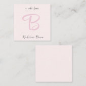 Monogram Modern Blush Pink Minimalist Notitiekaartje (Voorkant / Achterkant)