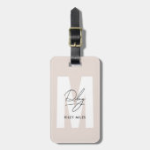 Monogram Modern Blush Pink Script Signature Chic Bagagelabel (Voorkant verticaal)