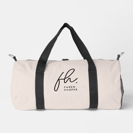 Monogram Modern Blush Pink Stijlvolle Script Naam Plunjezak (Voorkant)
