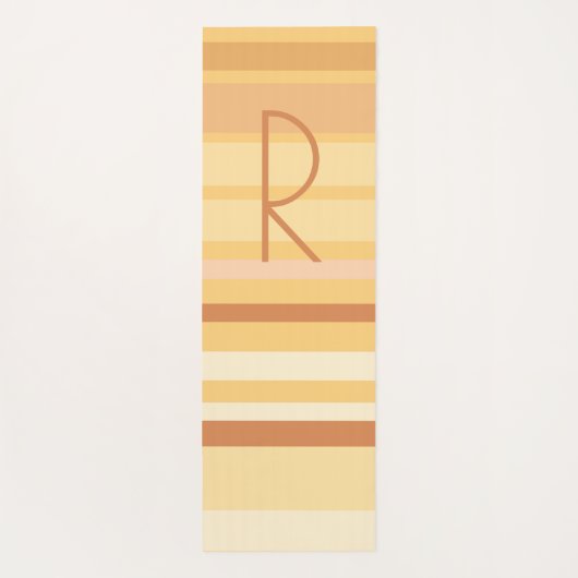 Monogram Modern Boho Brown Stripes Yogamat (Achterkant)