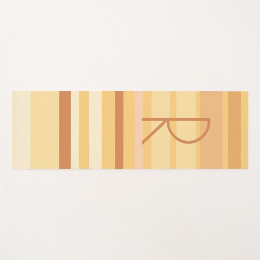 Monogram Modern Boho Brown Stripes Yogamat (Voorkant (horizontaal))