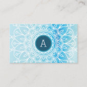  MONOGRAM modern boho mandala patroon blauw Visitekaartje (Voorkant)