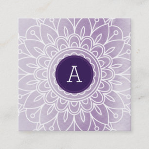  MONOGRAM modern boho mandala patroon paars Vierkante Visitekaartje