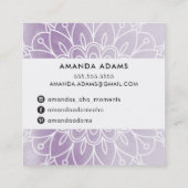  MONOGRAM Modern boho mandala patroon paarse Vierkante Visitekaartje (Achterkant)