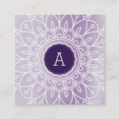  MONOGRAM Modern boho mandala patroon paarse Vierkante Visitekaartje (Voorkant)