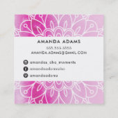  MONOGRAM modern boho mandala patroon roze Vierkante Visitekaartje (Achterkant)