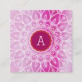 MONOGRAM modern boho mandala patroon roze Vierkante Visitekaartje (Voorkant)