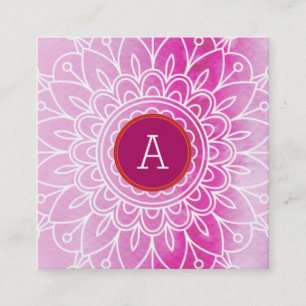  MONOGRAM modern boho mandala patroon roze Vierkante Visitekaartje