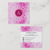  MONOGRAM modern boho mandala patroon roze Vierkante Visitekaartje (Voorkant / Achterkant)