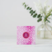  MONOGRAM modern boho mandala patroon roze Vierkante Visitekaartje (Staand voorkant)