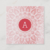  MONOGRAM modern boho mandala patroon roze Vierkante Visitekaartje (Voorkant)
