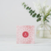 MONOGRAM modern boho mandala patroon roze Vierkante Visitekaartje (Staand voorkant)