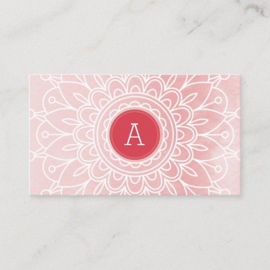 MONOGRAM modern boho mandala patroon roze Visitekaartje (Voorkant)