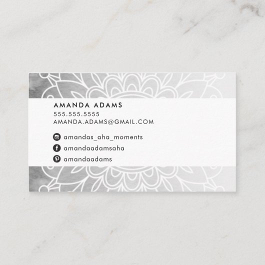  MONOGRAM Modern boho mandala patroon zwart Visitekaartje (Achterkant)