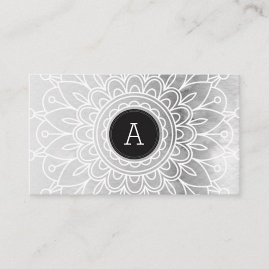  MONOGRAM Modern boho mandala patroon zwart Visitekaartje (Voorkant)