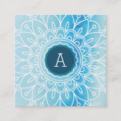  MONOGRAM modern boho mandala patroonaqua Vierkante Visitekaartje (Voorkant)