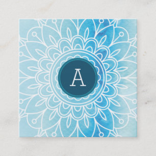  MONOGRAM modern boho mandala patroonaqua Vierkante Visitekaartje