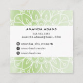  MONOGRAM modern boho mandala patroongroen Vierkante Visitekaartje (Achterkant)