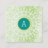  MONOGRAM modern boho mandala patroongroen Vierkante Visitekaartje (Voorkant)