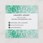  MONOGRAM modern boho mandala patroongroen Vierkante Visitekaartje (Achterkant)