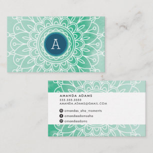  MONOGRAM modern boho mandala patroongroen Visitekaartje