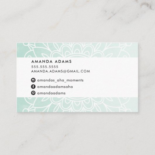  MONOGRAM modern boho mandala patroonmunt Visitekaartje (Achterkant)