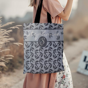 Monogram Modern botanisch blauw Tote Tas