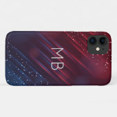 Monogram Modern Bourgondië Navy Blauwe Gepersonali Case-Mate iPhone Case (Achterkant (horizontaal))