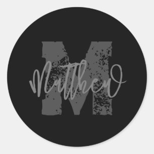 Monogram Modern Boy Back-to-School Huiswerk Ronde Sticker