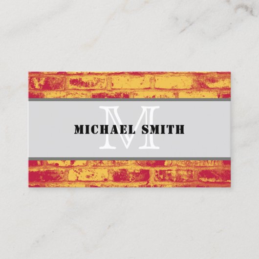 Monogram Modern  Brick-achtergrond Visitekaartje (Voorkant)